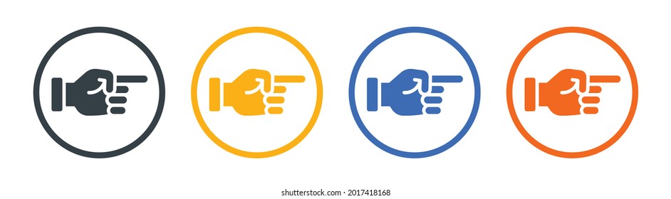 Apuntar hacia el dedo, apuntar hacia la mano el icono vector del gesto. Diseño gráfico
