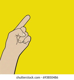 The finger pointing. Pop art.