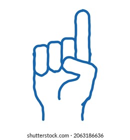 finger pointing up sketch icon vector. Hand drawn blue doodle line art finger pointing up sign. isolated symbol illustration