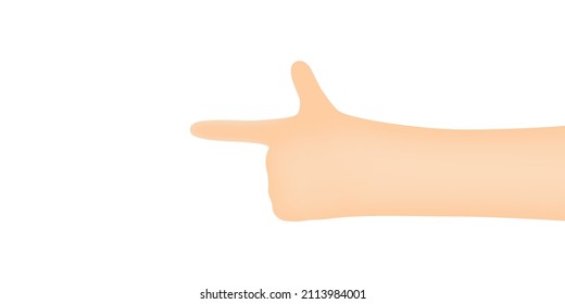 Finger pointing something isolated over white