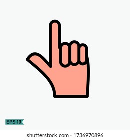 
finger pointing up, in a flat force. Hand vector icon
