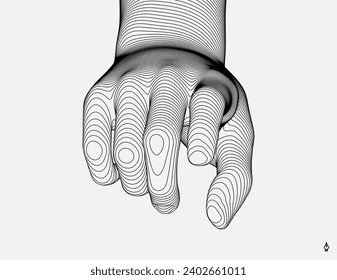 Finger pointing at viewer. Hand pointer points forward direction with index finger. Business concept illustration. T-shirt apparel print design. Vector.