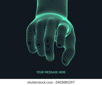 Finger pointing at viewer. Hand pointer points forward direction with index finger. Business concept illustration. T-shirt apparel print design. Vector.