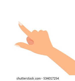 Finger pointing woman hand vector illustration