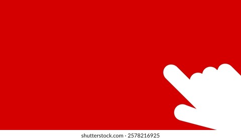 The finger points to the red page, sheet or frame. Flat vector illustration isolated on white background.