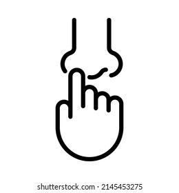 Finger poke nose icon. Outline style. Vector. Isolate on white background.