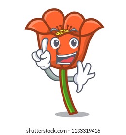 Finger poppy flower mascot cartoon