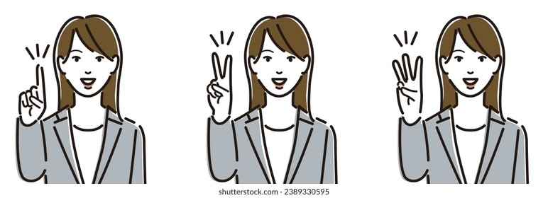 Finger pose, woman in suit