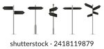 Finger Post. 3D wayfinding sign, black multi directional fingerposts isolated realistic vector illustration set of way sign post, signpost road direction