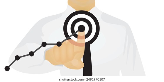 Finger press dartboard goal. vector
