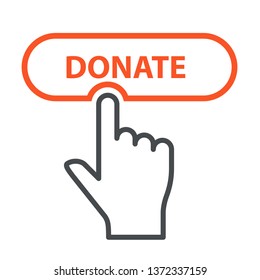 Finger press Donate button - charity and crowdfunding concept icon