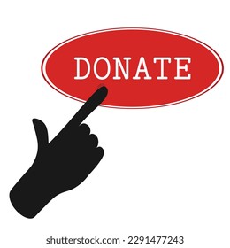 Finger press Donate button - charity and crowdfunding concept icon