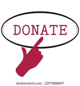 Finger press Donate button - charity and crowdfunding concept icon