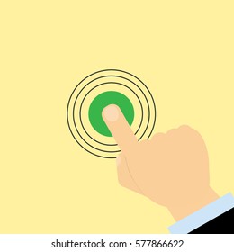 Finger press on green button