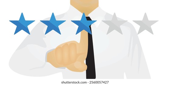 Finger press stars for rating. vector