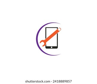 Finger press touchscreen of Mobile phone Logo design vector template Linear style.