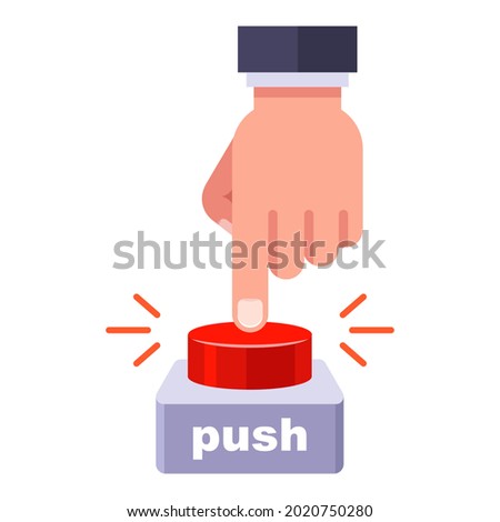 finger presses the red button. staff call button. flat vector illustration. Stock photo © 