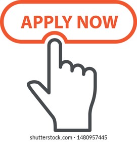 Finger pressing button Apply Now - job placement and file an application concept