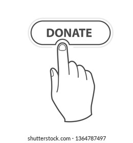 Finger pressing button Donate - charity, fundraising and crowdfunding concept