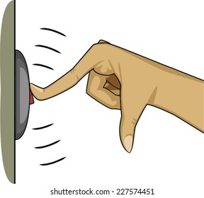 Finger pressing a button to ring the bell