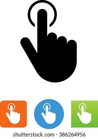 Finger pressing a button symbol 