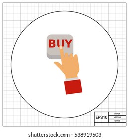 Finger pressing Buy button