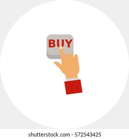 Finger pressing Buy button