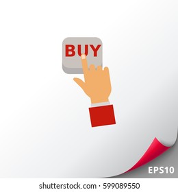 Finger pressing Buy button
