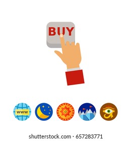 Finger pressing Buy button