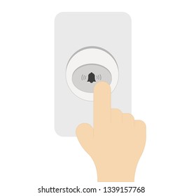 finger pressing doorbell button, doorbell flat icon, Vector illustration isolate on white background.