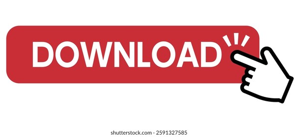 Finger pressing the download button, vector illustration