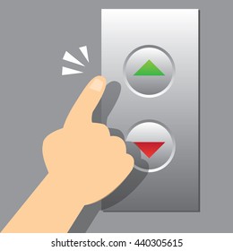 finger pressing  the elevator lift up button-vector