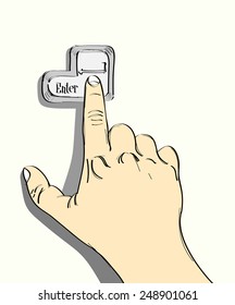 Finger pressing enter key 