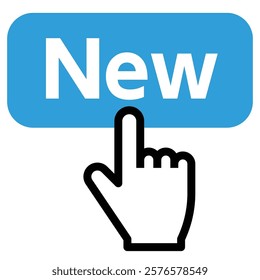 Finger pressing the NEW button, vector illustration