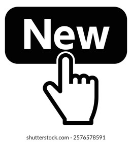 Finger pressing the NEW button, vector illustration