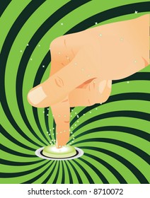 Finger pressing on button