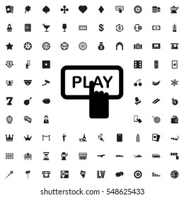 Finger pressing play button icon illustration isolated vector sign symbol
