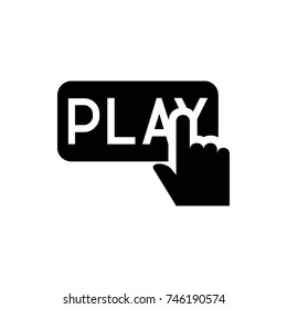 Finger pressing play button icon illustration isolated vector sign symbol