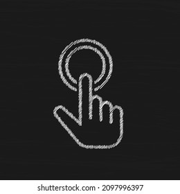 Finger pressing round button sketch style vector icon Cursor pointer symbol, logo illustration.