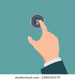 Finger pressing the start and stop engine button vector illustration