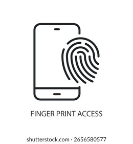 Fingerabdruck Zugriff dünne Linie Vektorsymbole.