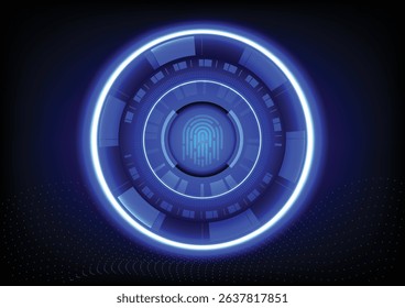 Finger print for biometric security lock protection technology. Concept of privacy access digital identity, secure network system, authentication identification satety, cyber crime protect, scanning.