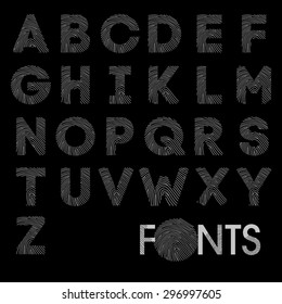 Finger print bold alphabet best font vector