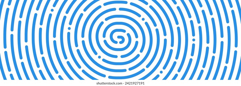 Finger print code banner or fingerprint pattern background, vector blue lines. Fingerprint, biometric identification, recognition and verification background with ID biometric fingerprint pattern