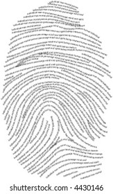 Finger print composed of text relating to humanity