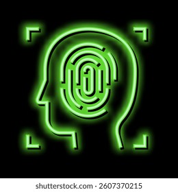 finger print and face id neon light sign vector. finger print and face id illustration