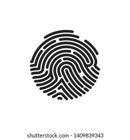 Finger Print Flat Scan. Circle Fingerprint Icon Design For Application. Vector Illustration Isolated On White Background