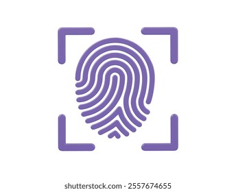 Finger print icon 3d rendering