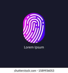 Finger print icon, biometric gradient blue symbol, vector illustration