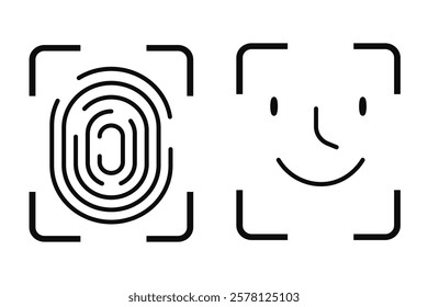 Finger print icon biometric id, unique scan, line signature on white background. Touch id identity, scanner. Fingerprints icon 